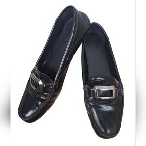 Women's Prada Black Driving Loafers W/ Metal Chain Size 7.5